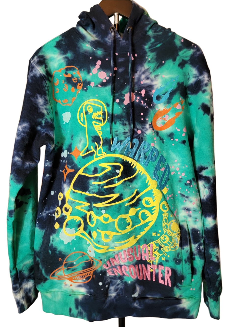 Offbeat - Doodle Hoodie - Embroidered Tie-Dye Space Graphic Hoodie - Size S